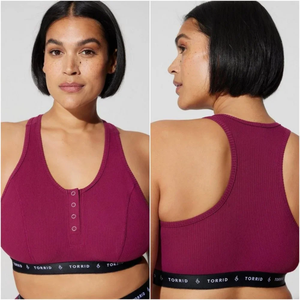 2 ~ Torrid 3 Lightly Lined Rib Henley Bralettes 3X 22 24 - Picture 3 of 11